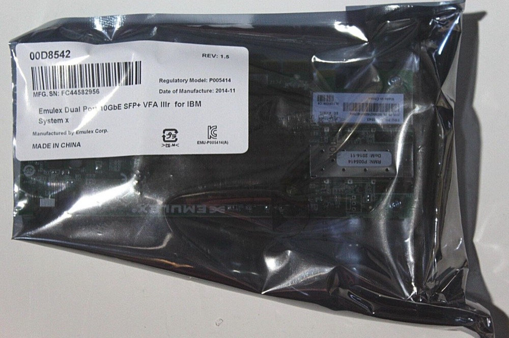 Компонент IBM Emulex 00D8543 Dual Port Endeavor Basic 10GbE 00D8542 P005414-21 NEW BULK — фото 1