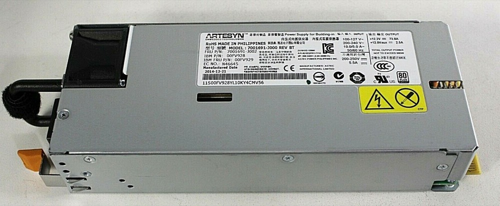 Блок питания 00FV929 900W IBM FlashSystem V840 (2B1D) 80+ Platinum PSU 00FV928, 7001691-J002 — фото 1