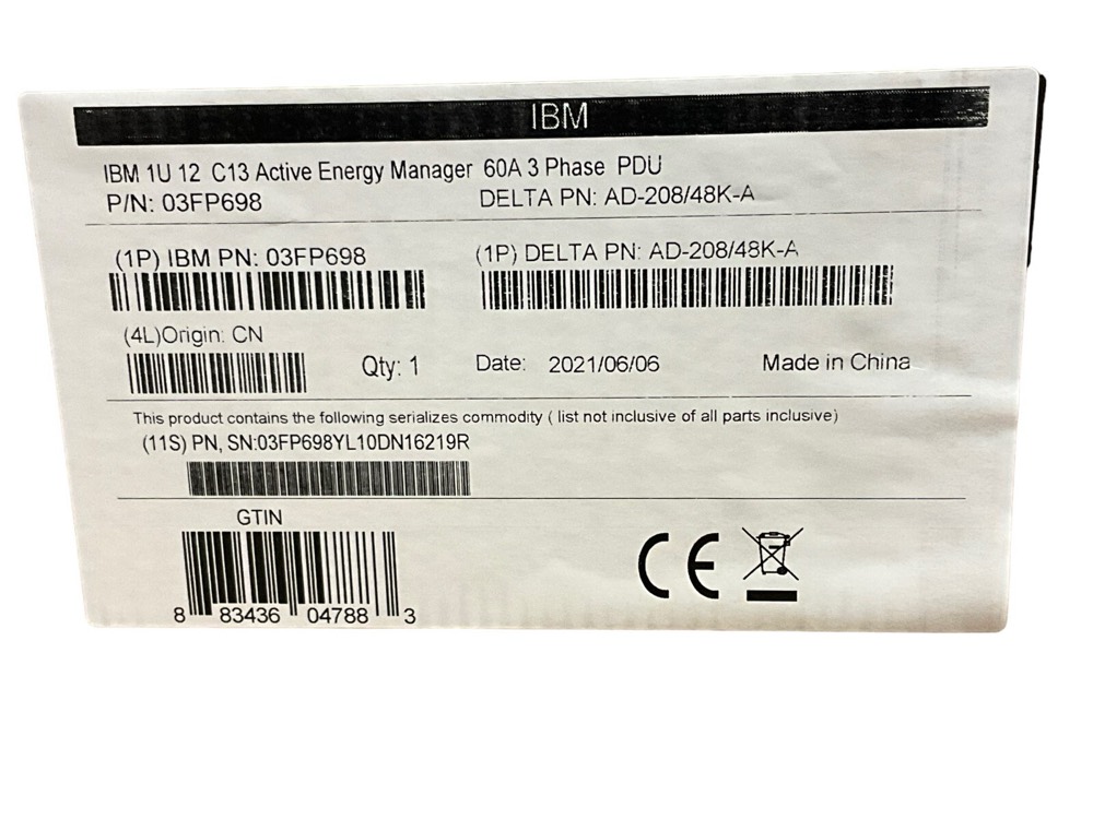 Компонент 03FP698 AD-208/48K-A IBM 1U 12 C13 Active Energy Manager 60A 3 Phase PDU — фото 1
