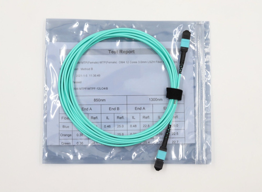 Кабель 5M 12 Cores MTP to MTP Fiber Optics Cable P/N: 05M-MTPF/MTPF-12LO4/B New Sealed — фото 1