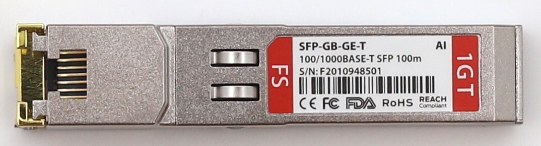 Трансивер FS 100/1000BASE-T SFP 100m Fiber Optic Transceiver Module P/N:SFP-GB-GE-T Tested — фото 2