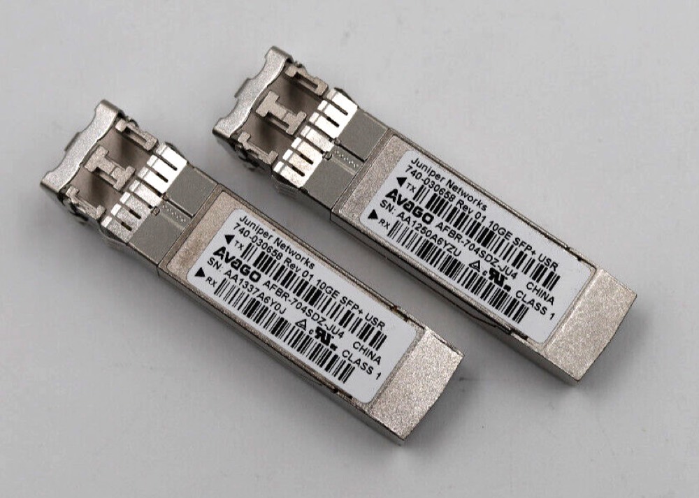 Трансивер Lot of 2 Juniper 10GE SFP+ USR 740-030658 Avago Transceiver P/N: AFBR-704SDZ-JU4 — фото 1