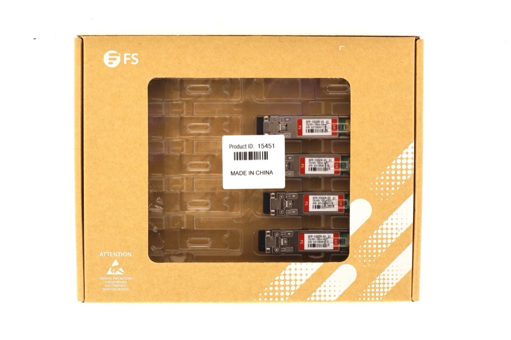 Трансивер Lot of 4 FS 10G SFP+ 1550nm 40km Optical Transceiver Module P/N:SFP-10GER-55 — фото 1