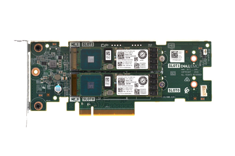 SSD-накопитель Dell M.2 Boss PCIe SSD Adapter Card W/2x 240GB SSD Dell P/N:0DMC15 061F54 Tested — фото 2