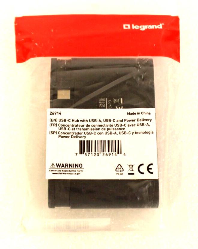 Компонент New Legrand C2G 26914 USB-C Hub with USB-A, USB-C and Power Delivery, Black — фото 1