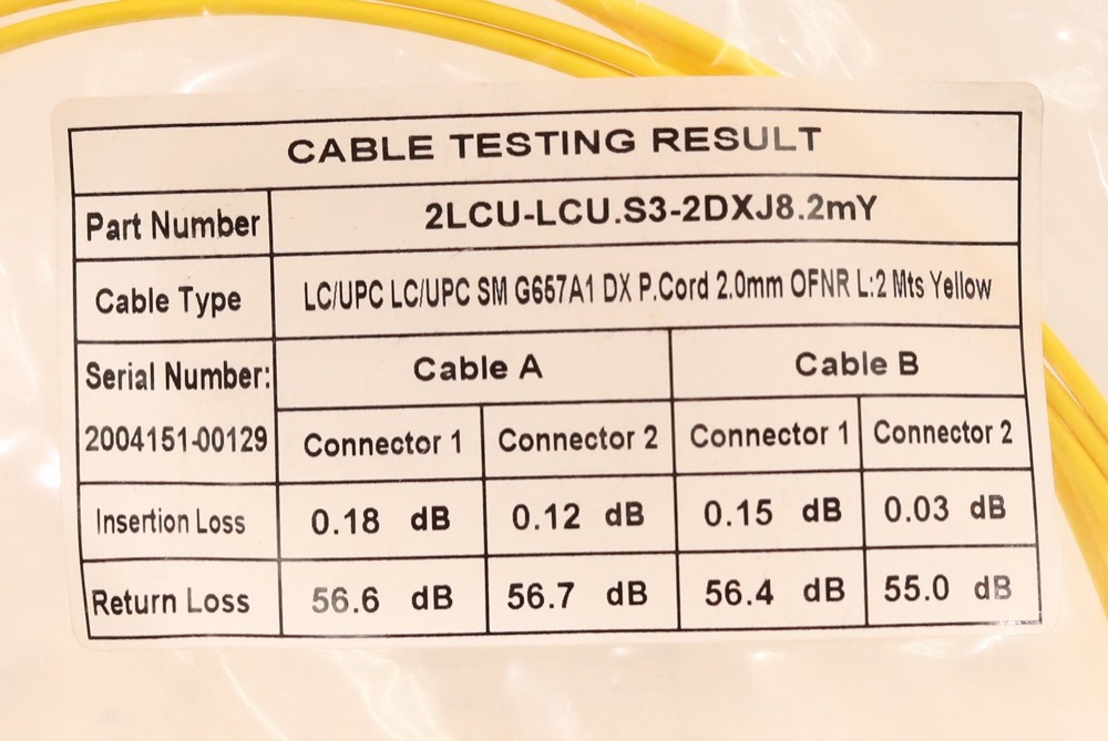 Кабель Generic 2M LC UPC to LC UPC Fiber Optic Patch Cable P/N: 2LCU-LCU.S3-2DXJ8.2mY — фото 2