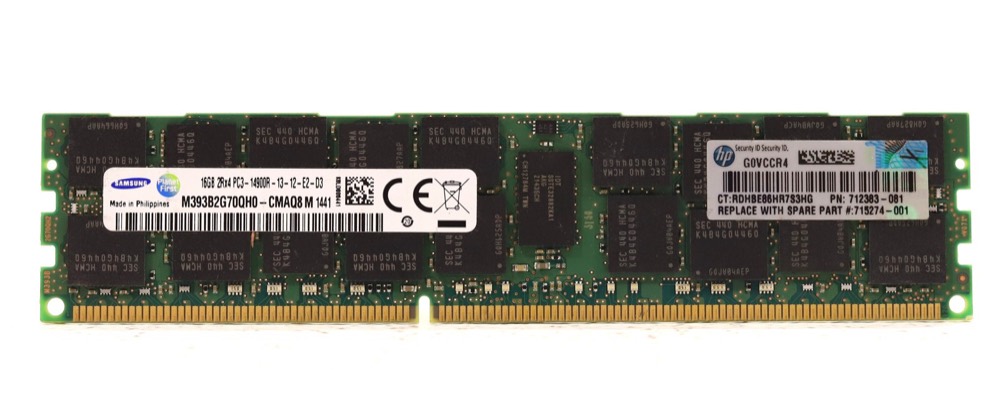 Сервер Samsung 16GB 2Rx4 PC3-14900R-13-12-E2-D3 ECC REG Server RAM M393B2G70QH0-CMAQ8 — фото 1
