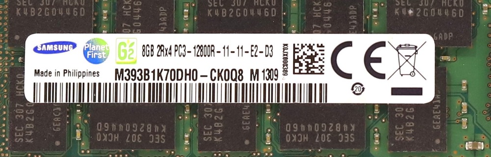 Сервер Samsung 16GB 2Rx4 PC3-14900R-13-12-E2-D3 ECC REG Server RAM M393B2G70QH0-CMAQ8 — фото 2