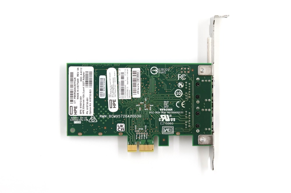 Адаптер HPE 332T Dual-Port 1GbE Ethernet PCIe Network Adapter P/N: 616012-001 615730-001 — фото 3