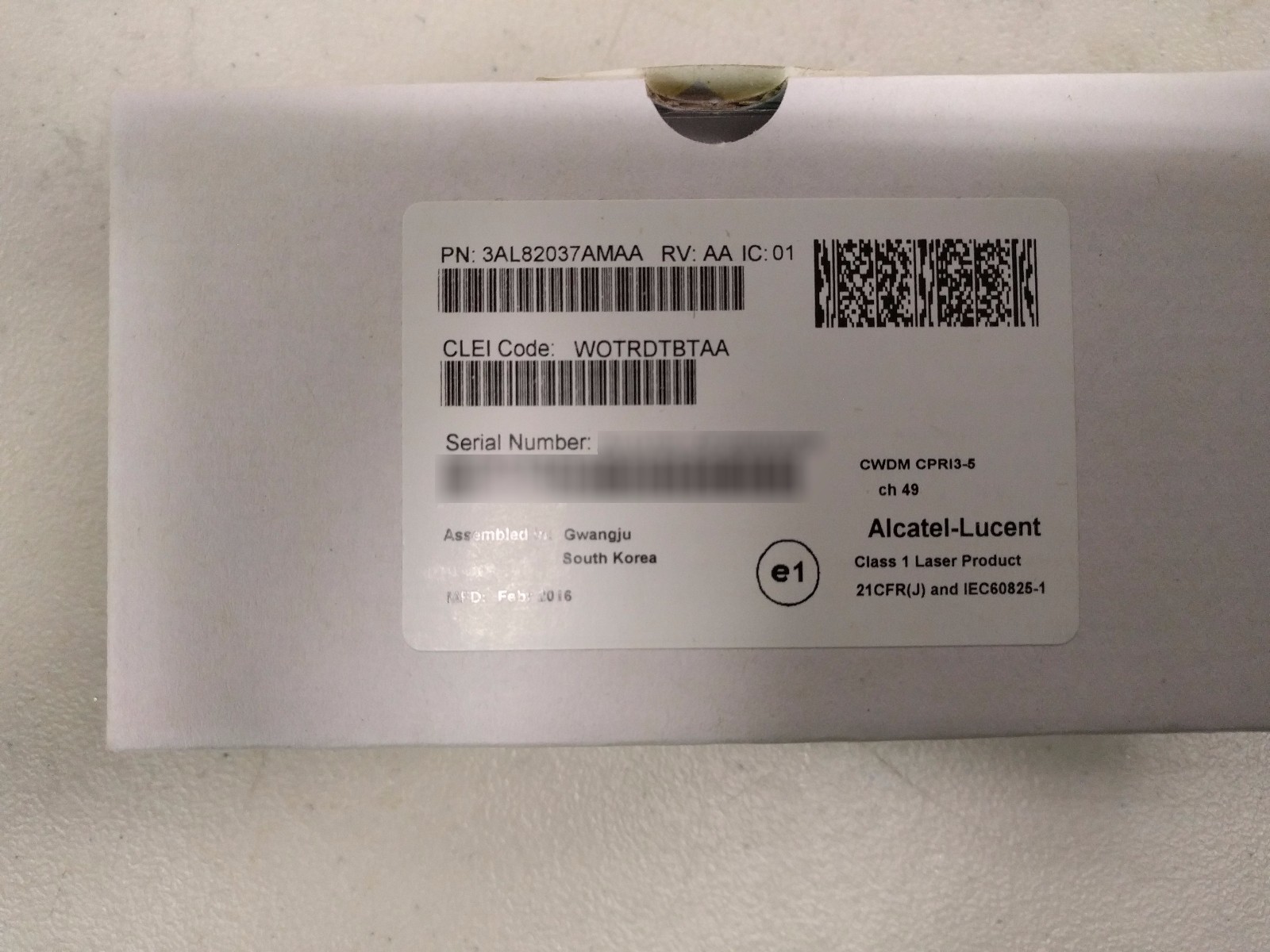 Операторское оборудование Alcatel-Lucent 3AL82037ASAA CWDM CPRI3-5 ch59 WOTRDTGTAA — фото 3