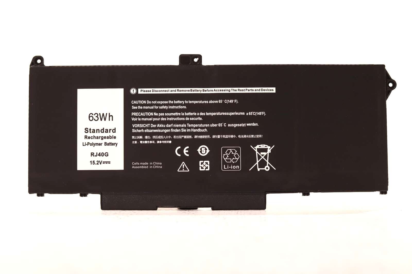 Батарея Dell 4-Cell 63Wh 15.2V Li-Polymer Rechargeable Laptop Battery P/N: RJ40G Grade A — фото 1