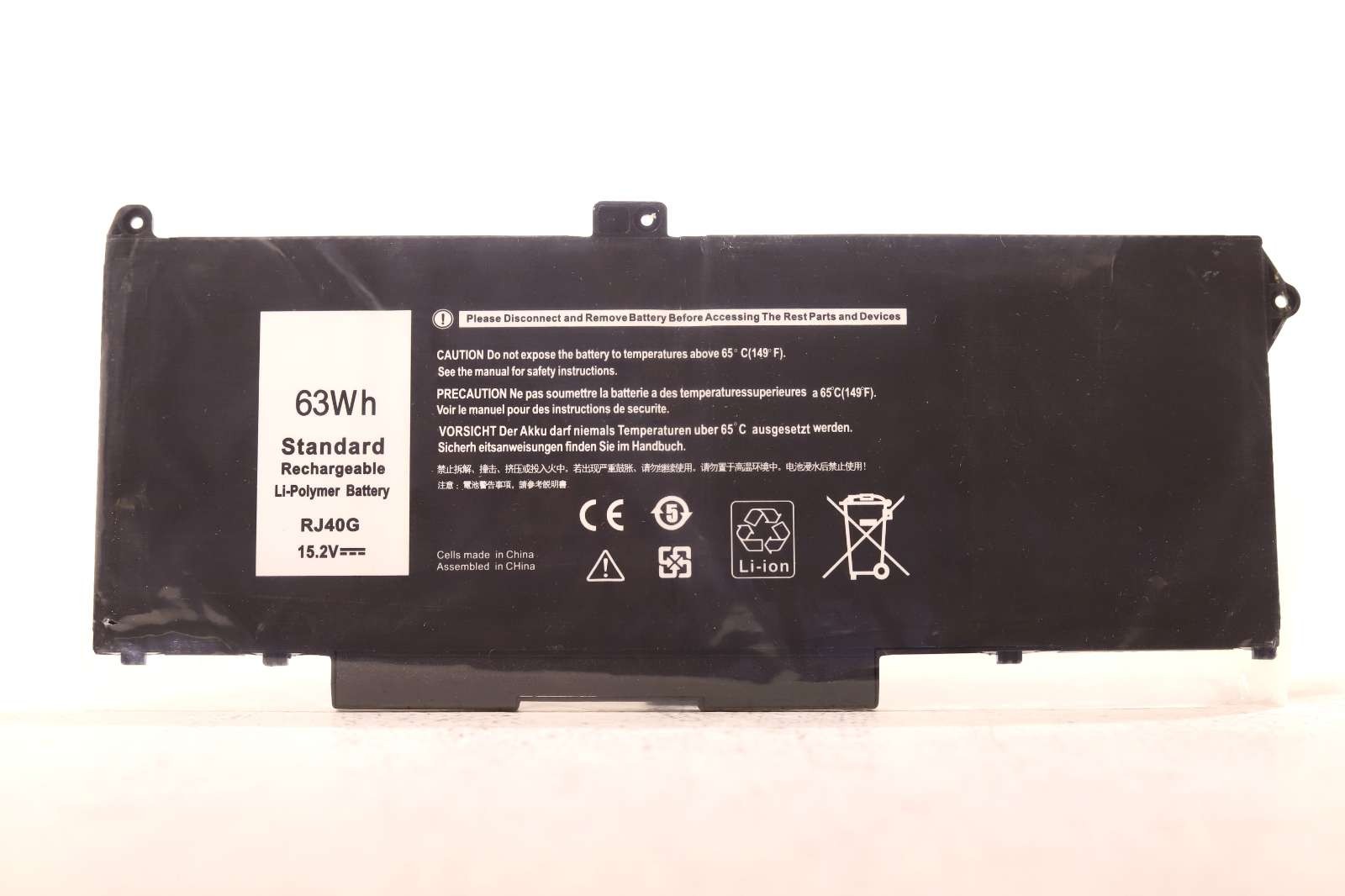 Батарея Dell 4-Cell 63Wh 15.2V Li-Polymer Rechargeable Laptop Battery P/N: RJ40G Grade A — фото 2