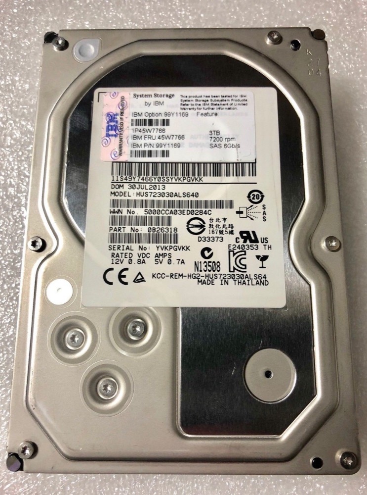 Накопитель 45W7766 99Y1169 3TB 7200RPM 6Gb's SAS XIV G3 HD no tray HUS723030ALS640 — фото 1