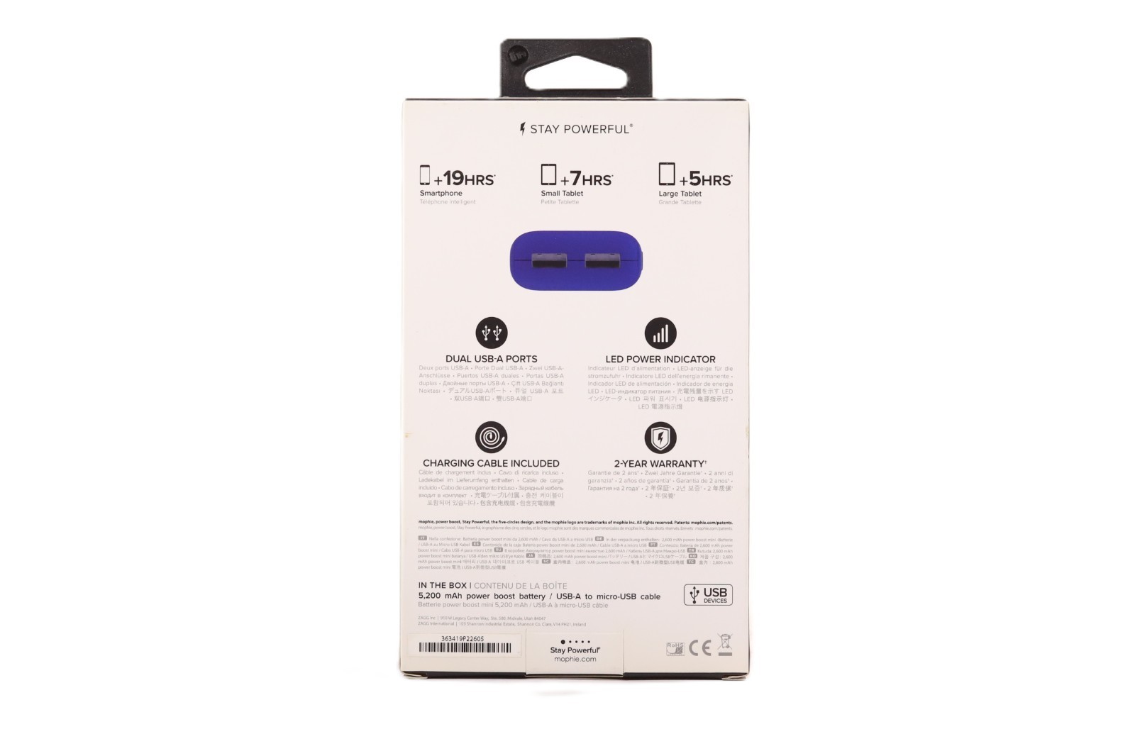 Компонент Mophie Power boost 5200 mAh Blue Power Bank P/N: PWR-BOOST-V3 (Open Box) — фото 2