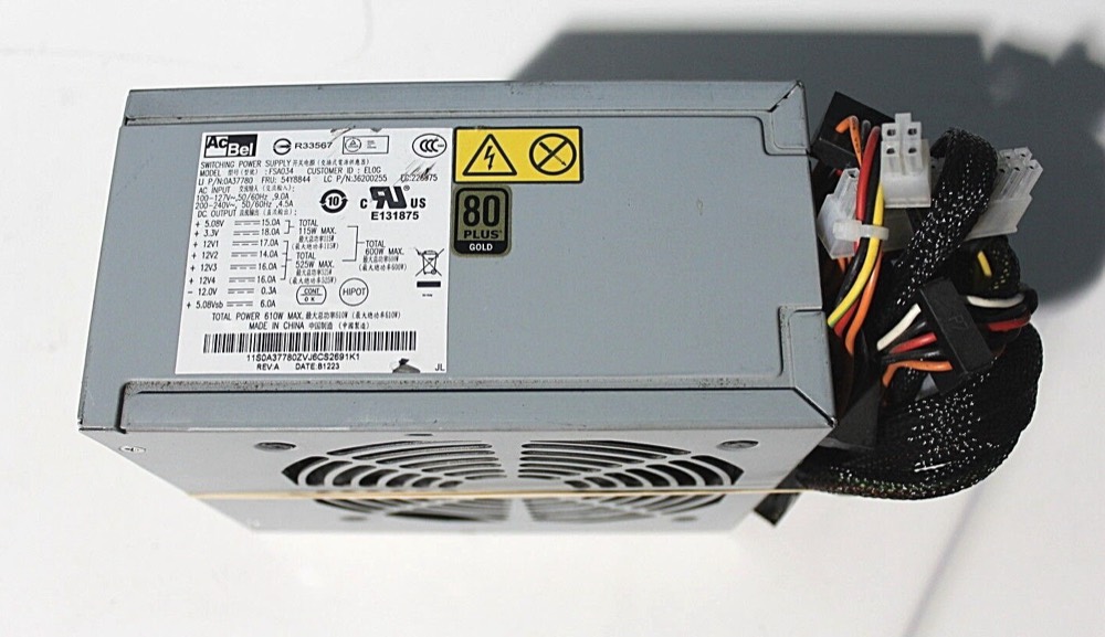 Блок питания 54Y8844 610W ThinkStation S30 POWER SUPPLY 0A37780, 36200255, FSA034-EL0G — фото 1