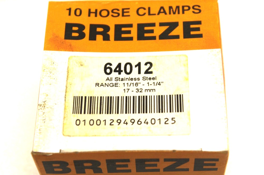 Компонент 64012 Breeze Stainless Steel Hose Clamp 11/16" to 1-1/4" Range *10-PACK* — фото 1