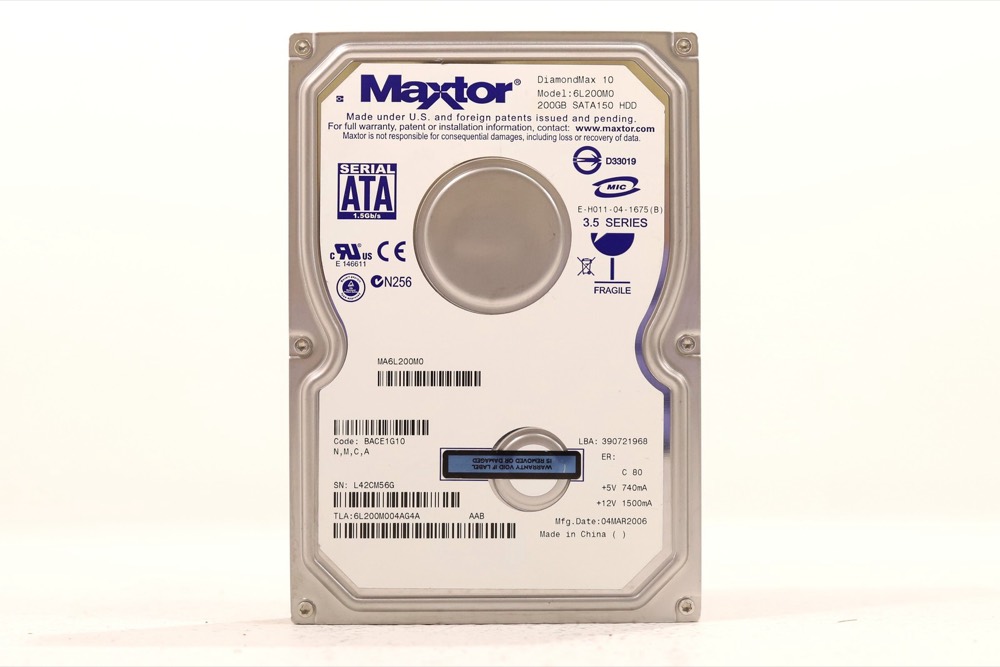 Жёсткий диск Maxtor DiamondMax 10 6L200M0 200GB 3.5" 1.5Gb/s 7.2K RPM SATA HDD P/N: 6L200M0 — фото 1
