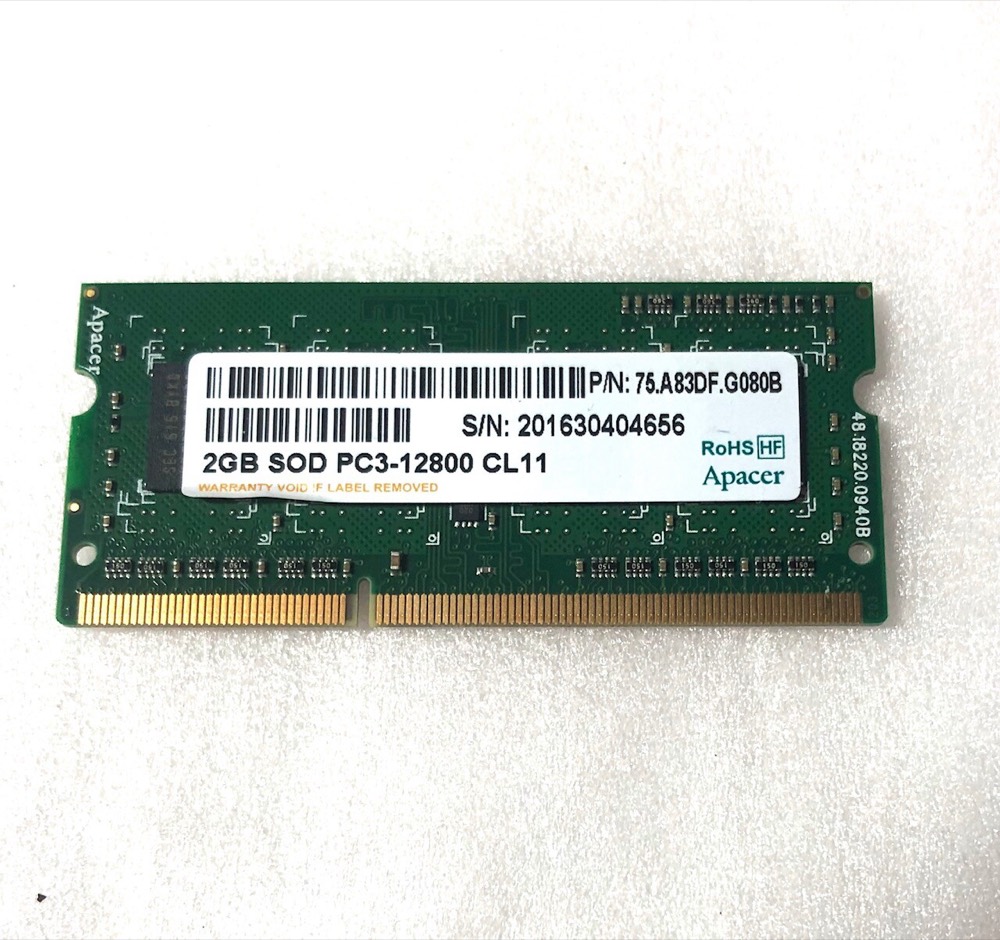 Модуль памяти 75.A83DF.G080B Apacer 2GB DDR3 PC3-12800S Sodimm Memory Laptop RAM lot of 2 — фото 1