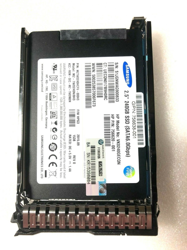 SSD-накопитель 756620-001 240GB SATA6.0Gbps 2.5" SSD w/tray 757366-001 MZ-7WD240N/0H3 — фото 1