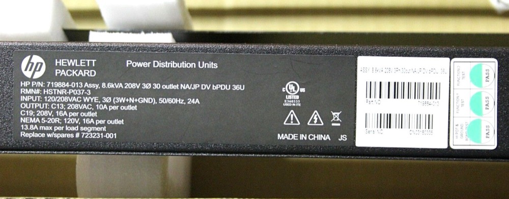 Компонент 8.6kVA dual voltage BPDU 200-208V 30A input circuit NEW KIT! North America / jpn — фото 1