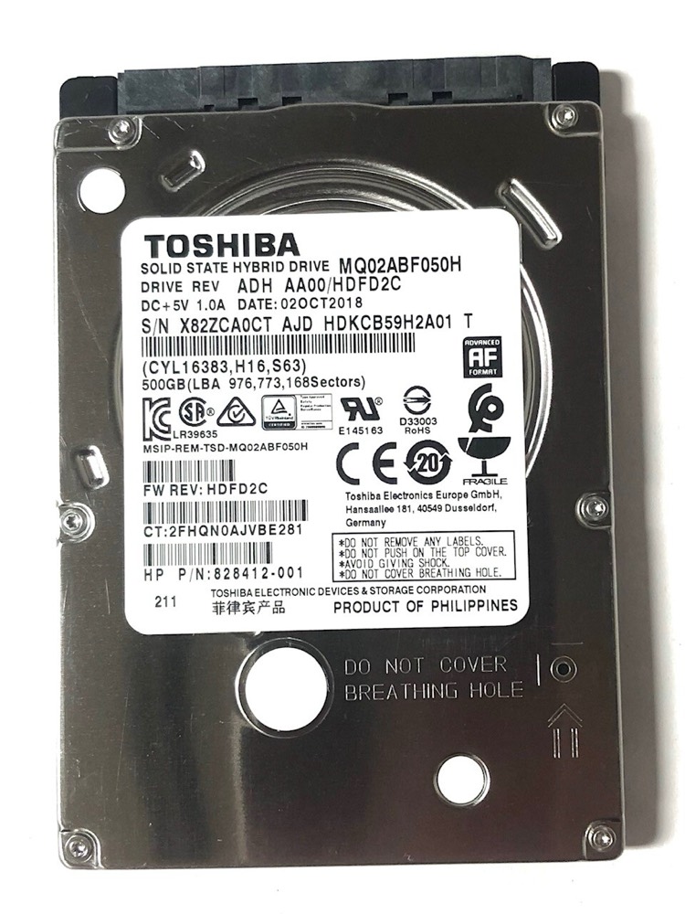 SSD-накопитель 828412-001 724938- MQ02ABF050H 500GB Toshiba SATA 2.5" Solid State Hybrid Drive — фото 1