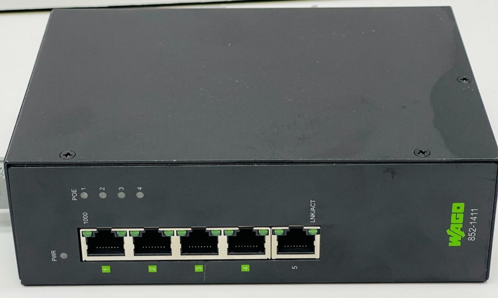 Коммутатор 852-1411 WAGO Switch, 5 Ports, Industrial, Unmanaged PoE Gigabit Ether — фото 1