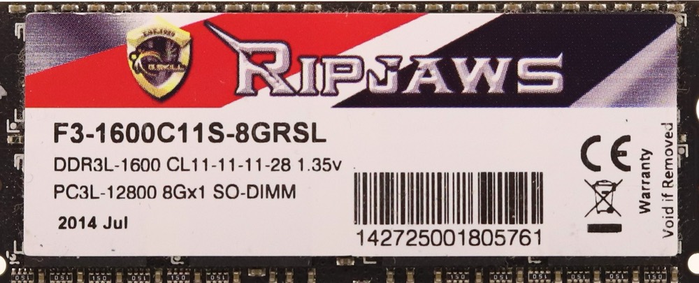 Модуль памяти G.Skill SO-DIMM 8 ГБ DDR3L-1600 PC3L-12800 (F3-1600C11S-8GRSL) — фото 2