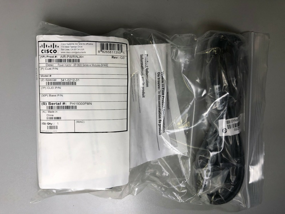 Точка доступа Wi-Fi PoE инжектор питания Cisco AIR-PWRINJ4 341-0212-01 — фото 1