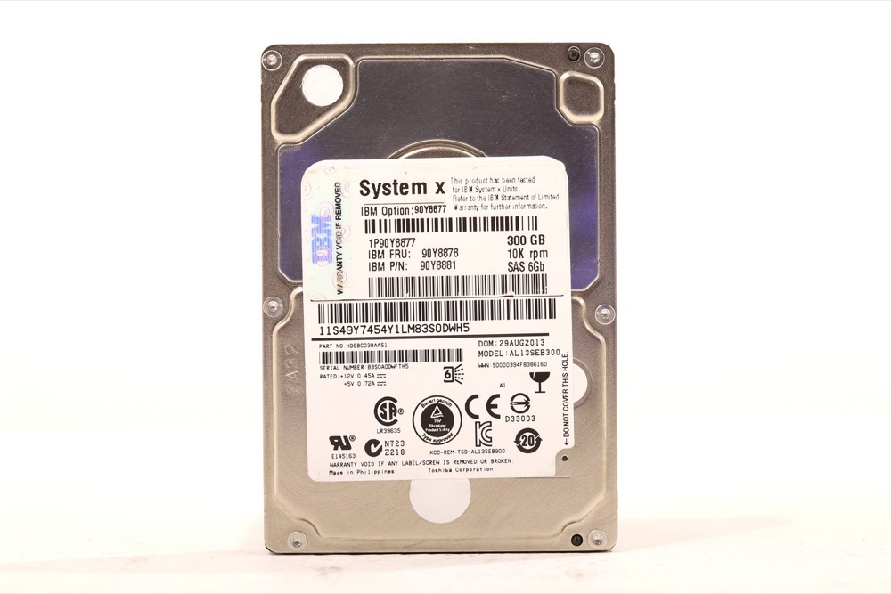 Жёсткий диск IBM AL13SEB300 300GB 2.5" 6Gb/s 10K RPM SAS Hard Drive P/N: 90Y8878 Tested — фото 1