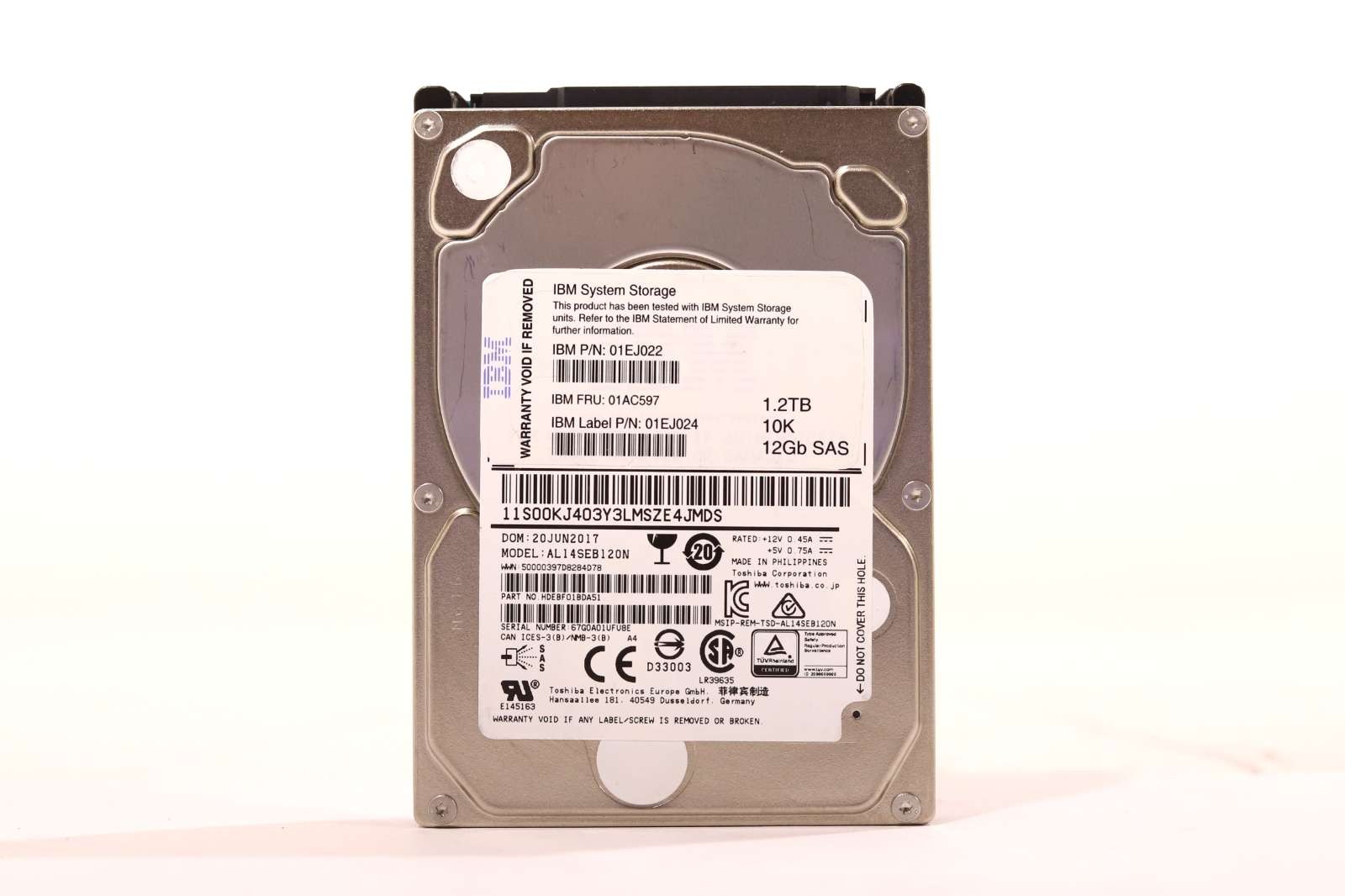Жёсткий диск IBM AL14SEB120N 1.2TB 2.5" 12Gb/s 10K RPM SAS Hard Drive FRU P/N: 01AC597 Tested — фото 1