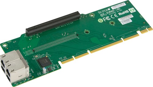 Плата расширения Supermicro AOC-2UR66-I4G 2U ultra riser w/ 4GbE & 2 PCI-E x16 3.0 based on i350 — фото 1