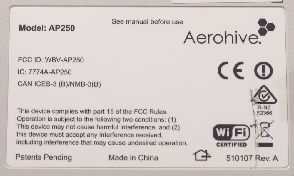 Точка доступа Aerohive AP250 Dual-Band Wi-Fi 5 802.11ac Wireless Access Point Tested Working — фото 3