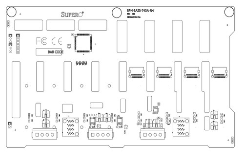 Комплектующая Supermicro BPN-SAS3-743A-N4 8-port 4U/Tower (SC743/745) 3.5-inch SAS3/SAS2/SATA3 — фото 1