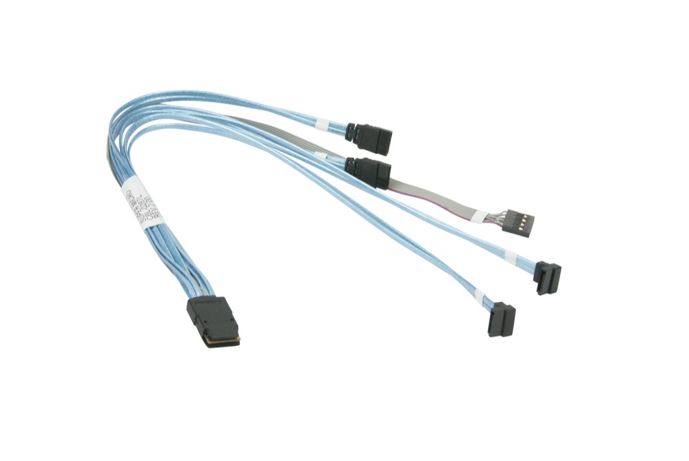 Кабель Supermicro Internal MiniSAS to 4 SATA 43/43/33/33cm with Sideband 43cm Cable (CBL-0287L) — фото 1