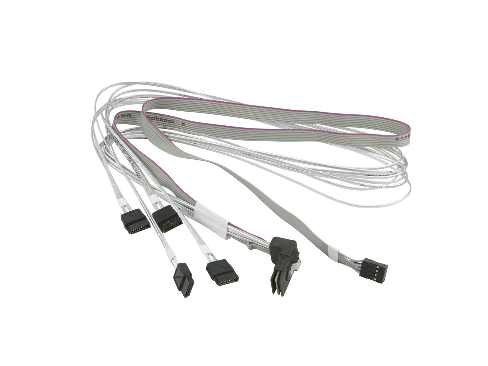 Кабель Supermicro Internal Right Angle MiniSAS to 4 SATA 70/70/75/75cm with Sideband 75cm Cable (CBL-SAST-0659) — фото 1