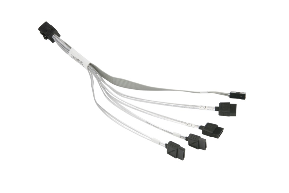 Кабель Supermicro MiniSAS HD to 4 SATA 20/20/20/20cm with Sideband 20cm Cable (CBL-SAST-0664) — фото 1