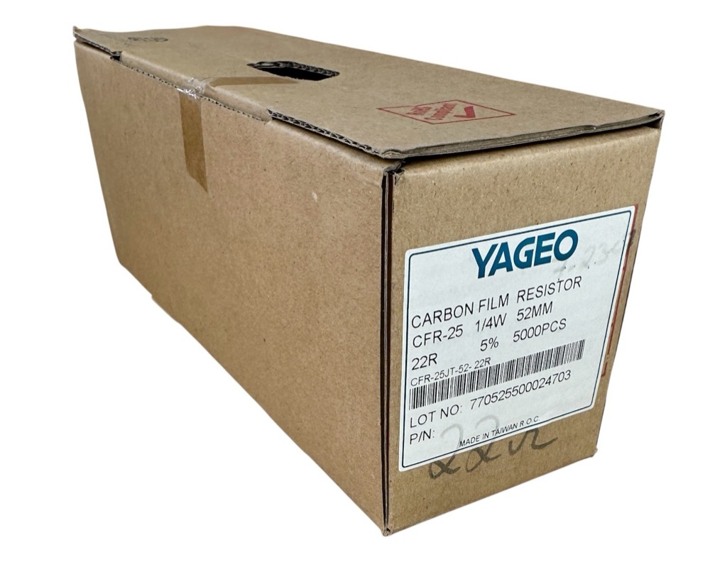 Компонент CFR-25JT-52-22R YAGEO CFR-25 22 Ohms ±5% 0.25W, 1/4W (BOX 5000 PCS) — фото 1