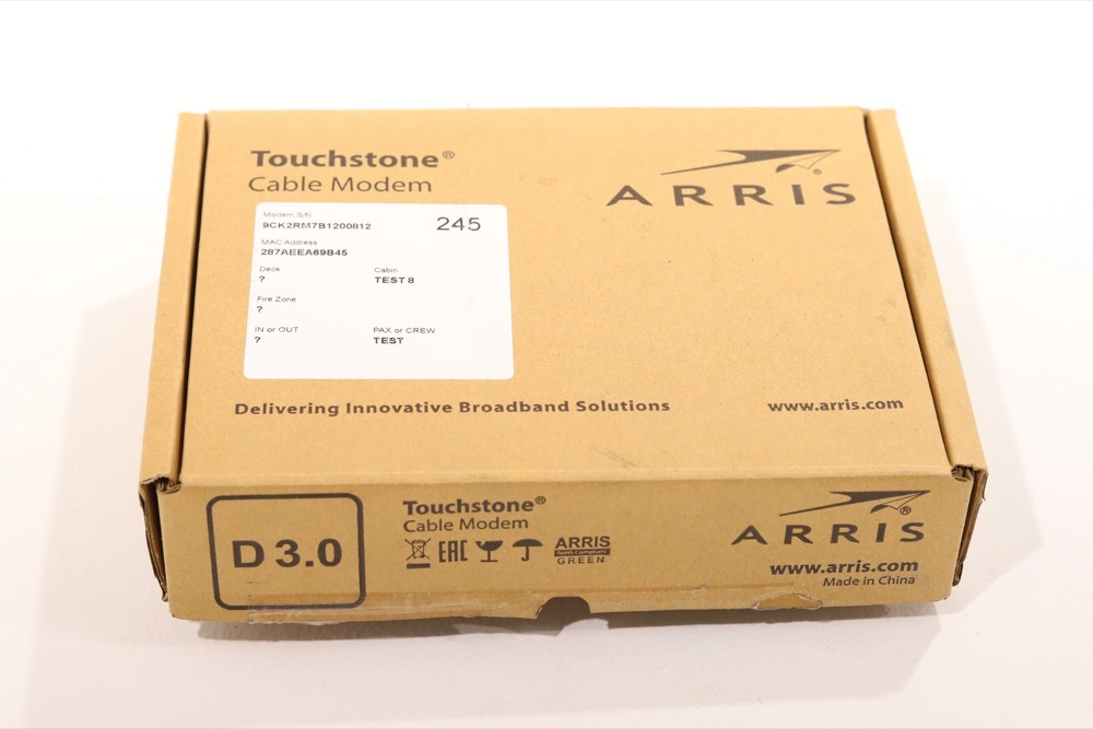 Кабель ARRIS CM820B DOCSIS 3.0 Cable Modem W/Power & Patch Cord Cable P/N: TC00XLD820 — фото 1