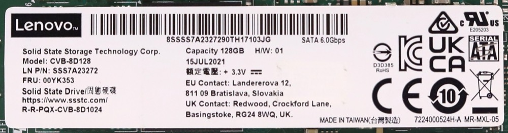 SSD-накопитель Lenovo 128 ГБ M.2 2280 SATA 6 Гбит/с (00YK353) — фото 2