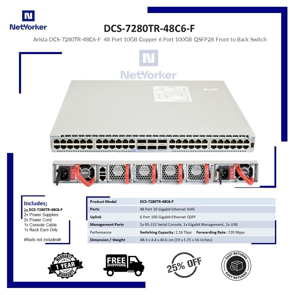 Коммутатор Arista DCS-7280TR-48C6-F — фото 1