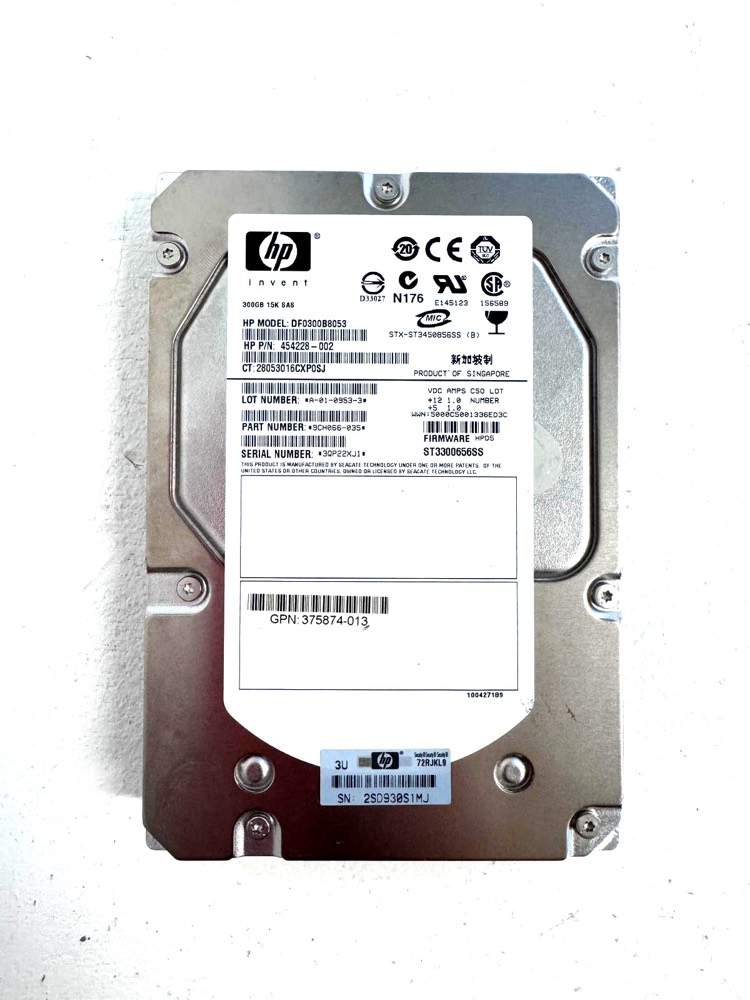 Компонент HP DF0300B8053 300GB 3.5" 3Gb/s 15K RPM SAS Drive P/N: 375874-013 Tested — фото 1