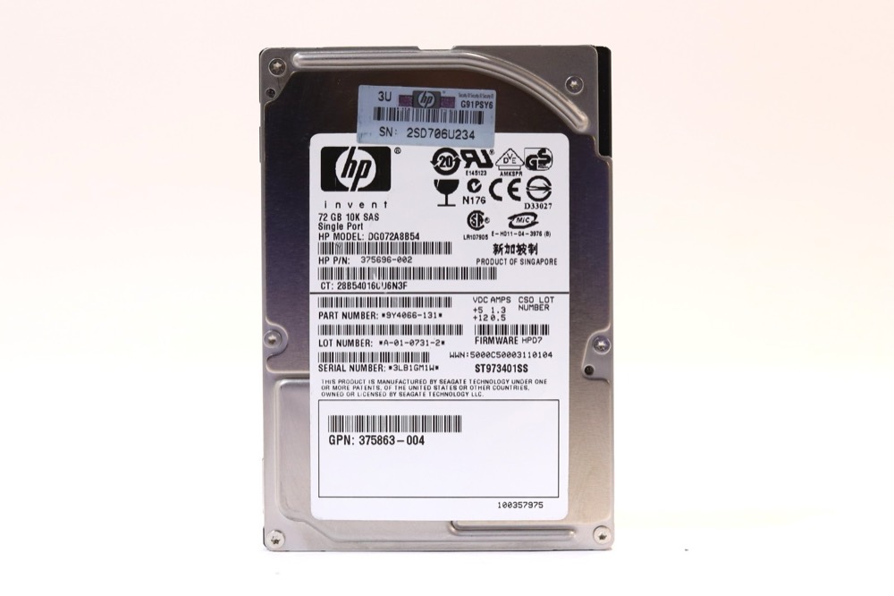 Жёсткий диск HP DG072A8B54 72GB 2.5" SFF /s 10K RPM SAS Hard Drive P/N: 375863-004 Tested — фото 1