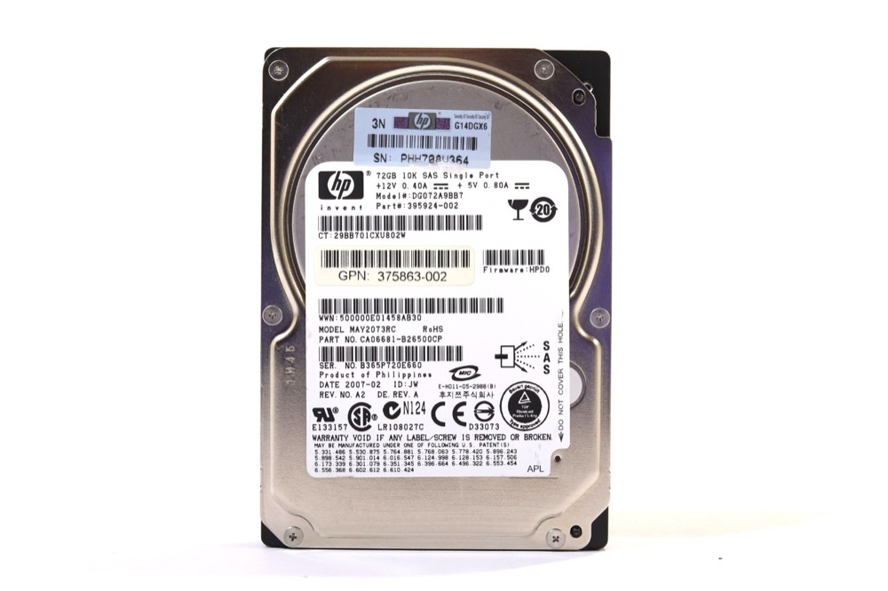 Жёсткий диск HP DG072A9BB7 72GB 2.5" SFF 3Gb/s 10K RPM SAS Hard Drive P/N: 375863-002 Tested — фото 1
