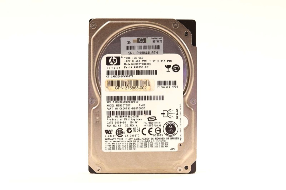 Жёсткий диск HP DG072BABCE 72GB 2.5" 3Gb/s 10K RPM SAS Hard Drive P/N: 375863-002 Tested — фото 1
