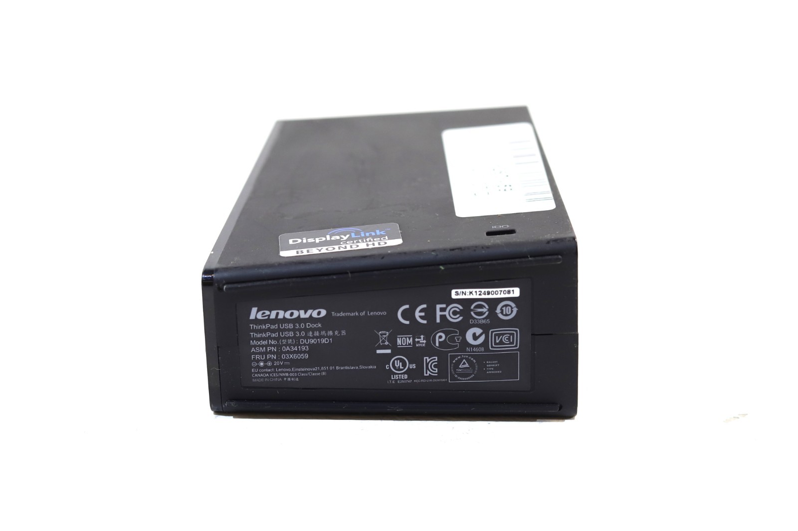 Компонент Lenovo DU9019D1 USB 3.0 Smart Dock For ThinkPad FRU P/N: 03X6059 Tested Working — фото 3