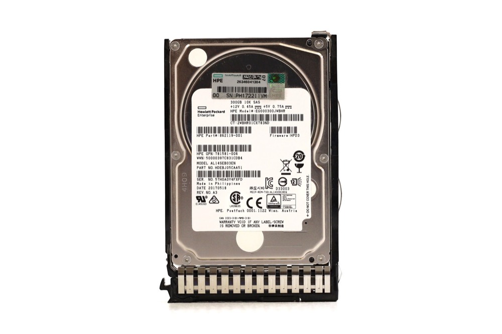 Жёсткий диск HPE E000300JWBHR 300GB 2.5" 12Gb/s 10K RPM SAS Hard Drive W/Caddy P/N:862119-001 — фото 1