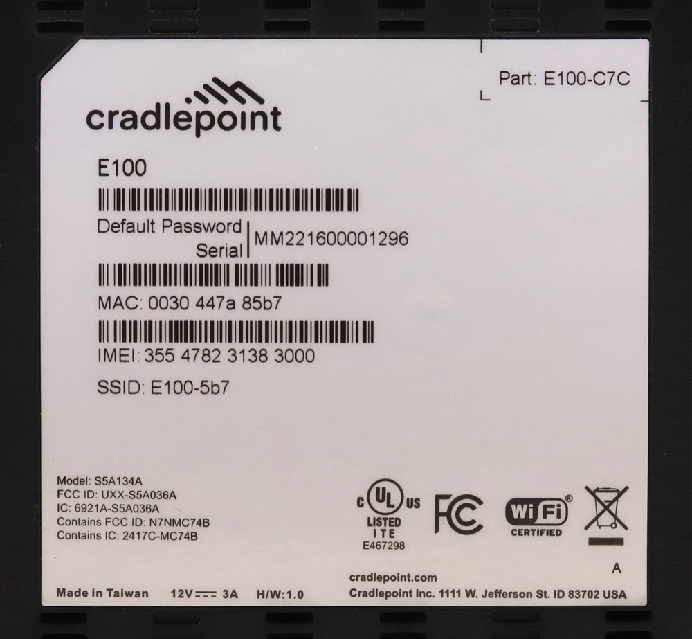 Маршрутизатор CradlePoint E100 S5A134A Dual-Band Wireless Router with Adapter P/N: E100-C7C — фото 3