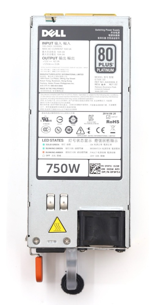 Блок питания Dell E750E-S0 750W Power Supply For PowerEdge R820/720 Dell P/N: 0F9F51 Tested — фото 2