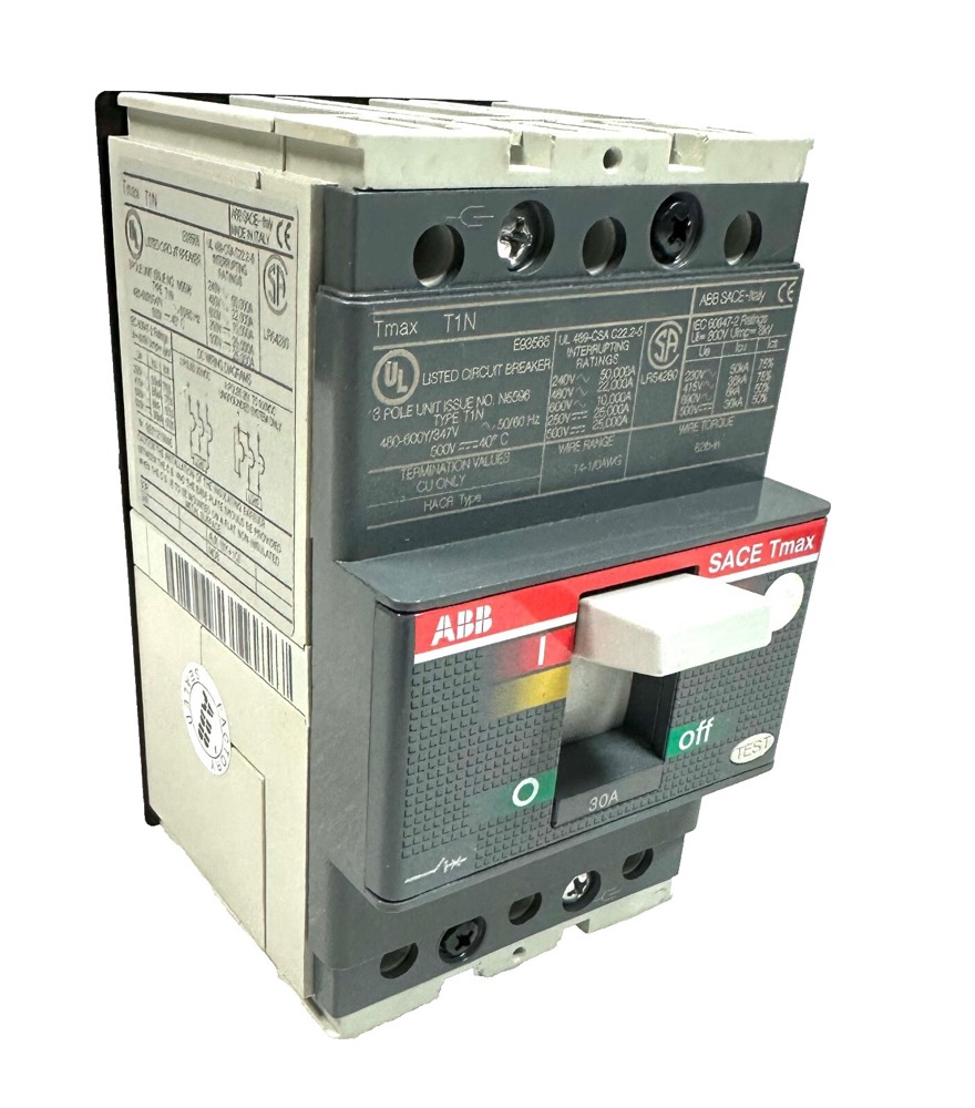Электрокомпонент ABB T1N E93565 SACE Tmax 30 Amp 3-Pole 480v BREAKER NEW PULL ZERO HOURS — фото 1