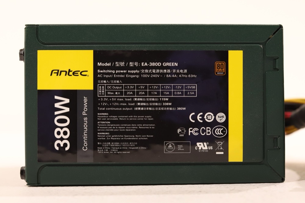 Блок питания Antec EA-380D GREEN 380W 80+ Bronze Power Supply w/Power Cord P/N:EA-380D Tested — фото 3